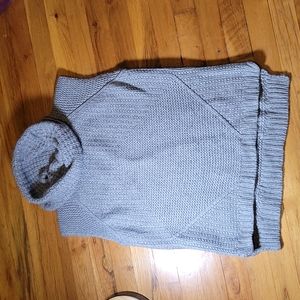Cashmere grey warm wool turtleneck sleeveless tunic sweater small